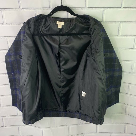 J. Crew Green Plaid Pea Coat 2 Double Breasted - Picture 7 of 7